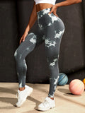 5923 a04-10 Yoga Sxy Leggings de entrenamiento con efecto teñido anudado