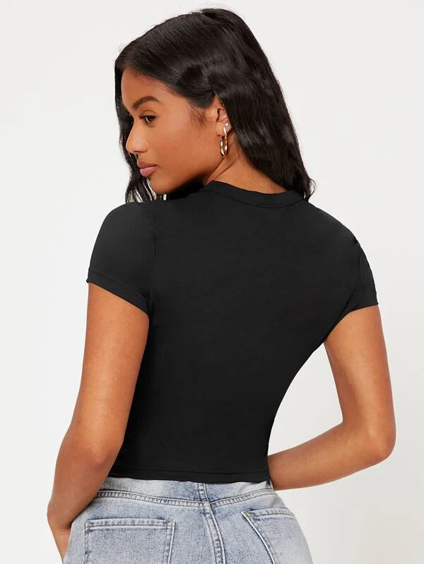 7873 1t-007 Camiseta unicolor forma ajustada
