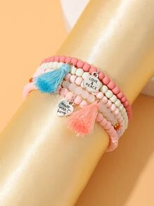 10921 1b-047 set cinco Piezas Pulsera De Cuentas Elástica Con Adorno