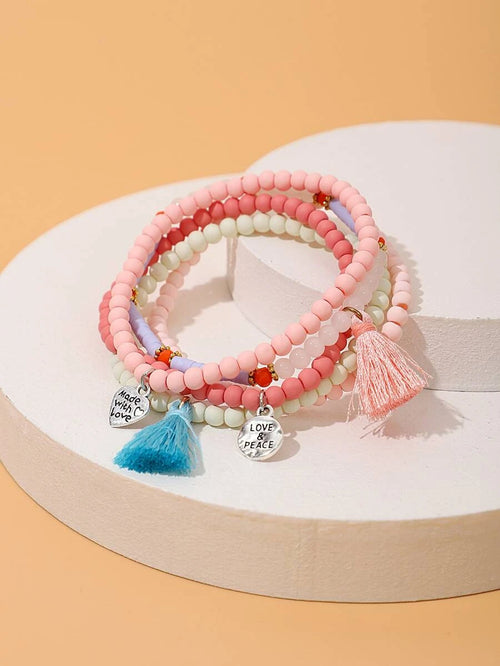 10921 1b-047 set cinco Piezas Pulsera De Cuentas Elástica Con Adorno