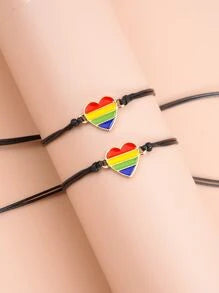 10896 1b-047 conjunto dos piezas Pulsera de arcoíris con adorno de corazón