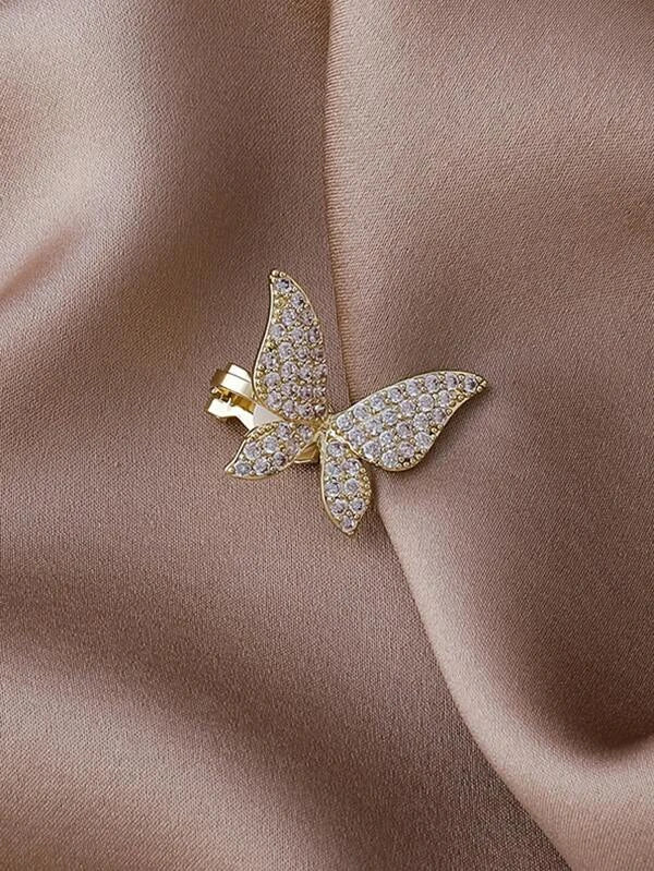 7823 1b-052 Una pieza Cuff de oreja con diamante de imitación con diseño de mariposa
