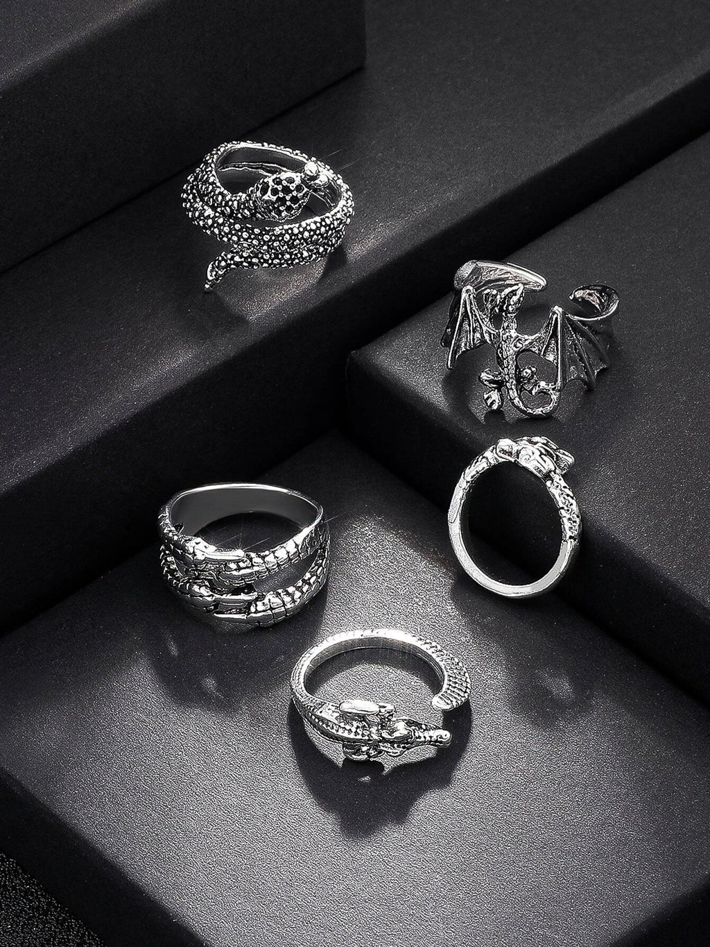 10300 1b-023 Anillo de acero inoxidable con diseño de serpiente