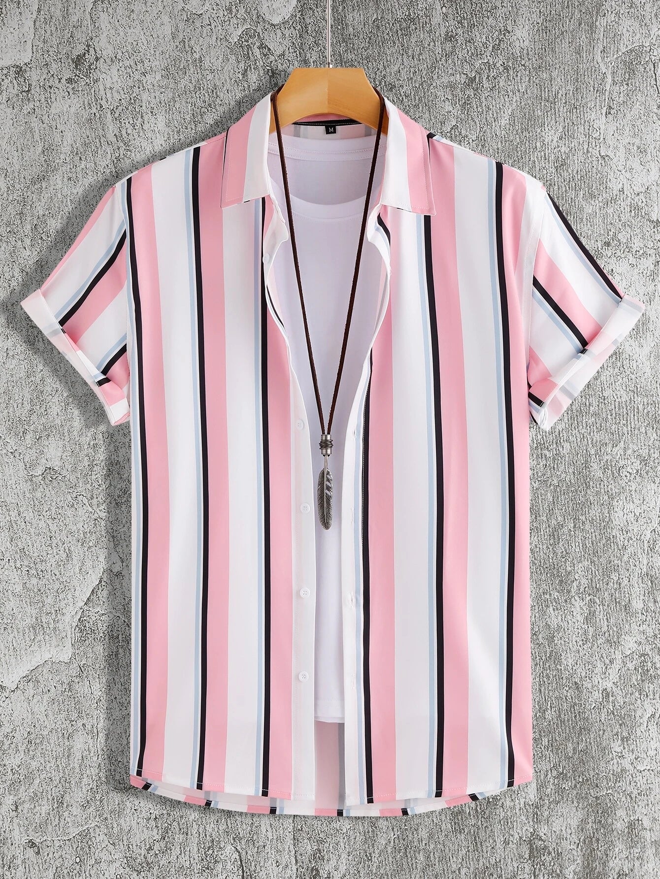 7499 a04-05 Camisa con estampado de rayas sin camiseta