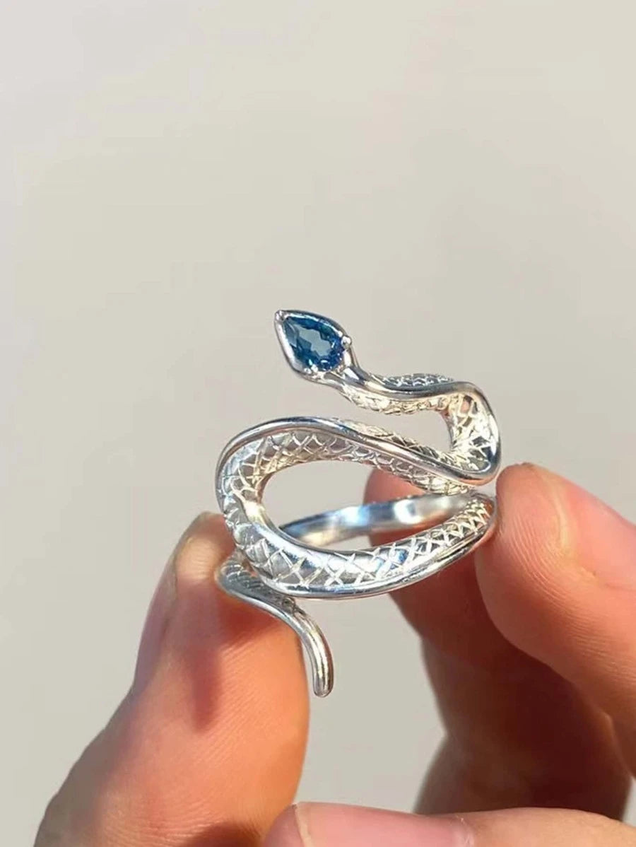 11468 1b-074 Aleación de anillo de envoltura de diseño de serpiente de decoración de diamantes de imitación para hombres de moda y populares para regalo de joyería y para una apariencia elegante