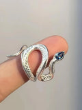 11468 1b-074 Aleación de anillo de envoltura de diseño de serpiente de decoración de diamantes de imitación para hombres de moda y populares para regalo de joyería y para una apariencia elegante