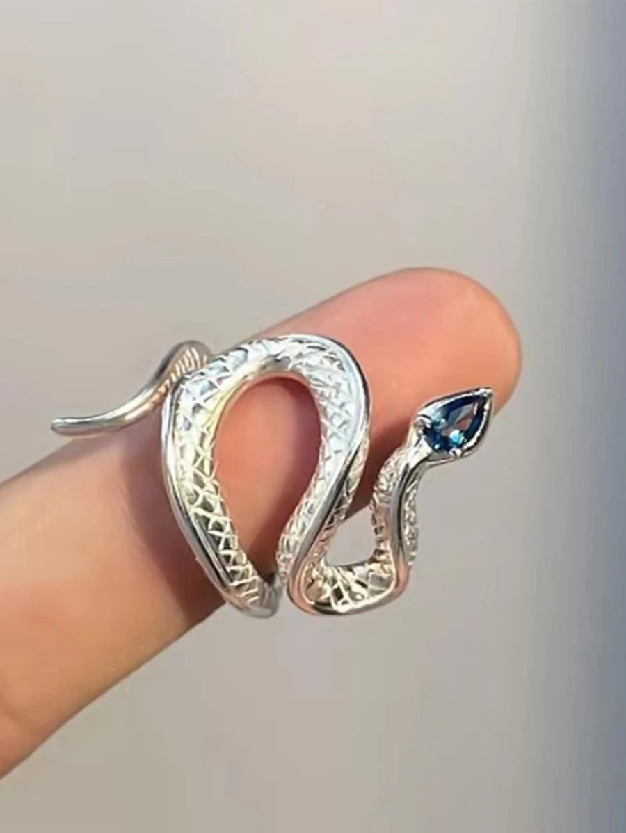 11468 1b-03-13 Aleación de anillo de envoltura de diseño de serpiente de decoración de diamantes de imitación para hombres de moda y populares para regalo de joyería y para una apariencia elegante