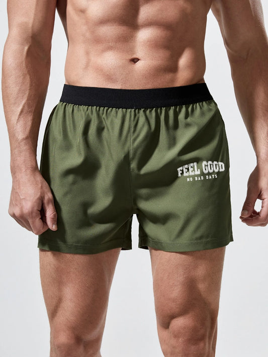 5242 1a-028 Shorts deportivos con estampado de letra