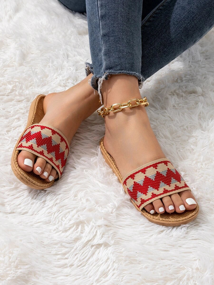 8490 b02-03 Sandalias rojo de una sola correa de verano para mujer