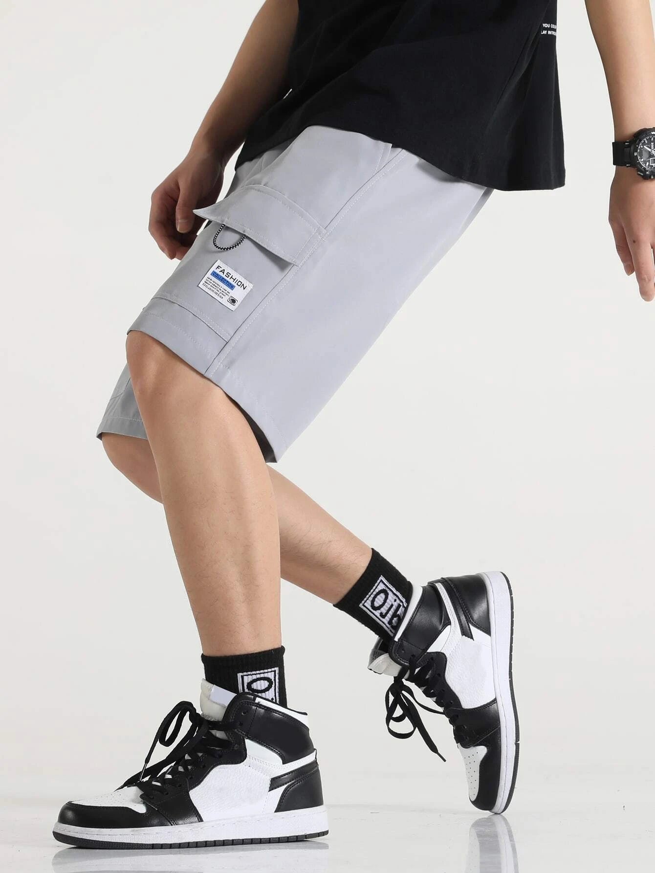 9983 1t-012 Short Holgado Para Hombre Con Parches De Letras