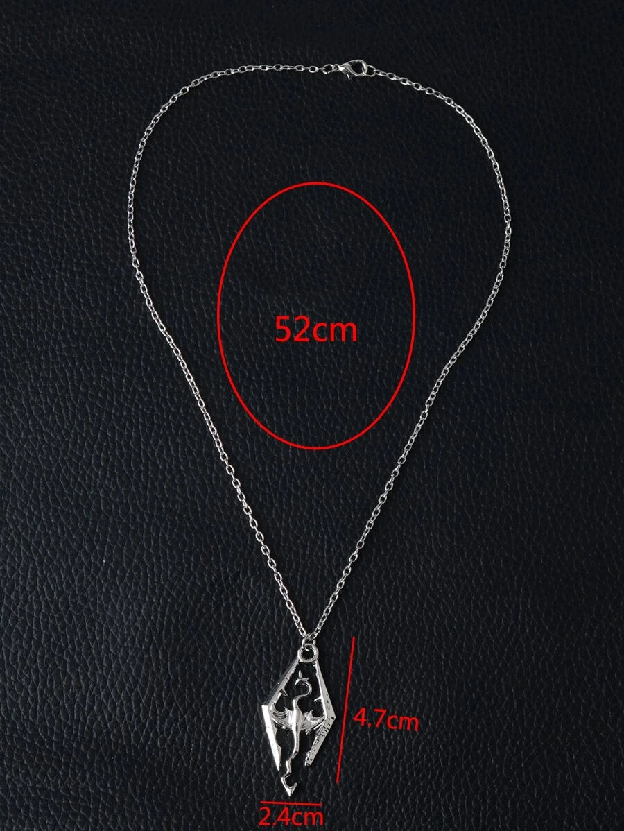 8178 1b-076 Aleación de collar con colgante de dragón occidental hueco