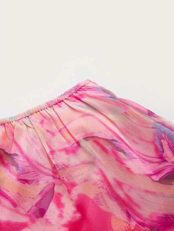 7775 1t-007 Mono de manga farol con nudo de cintura con abertura de gasa