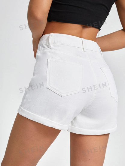 17839 1a-132 Shorts en mezclilla de talle alto 1 Pza