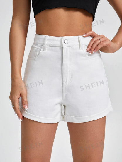 17839 1a-132 Shorts en mezclilla de talle alto 1 Pza