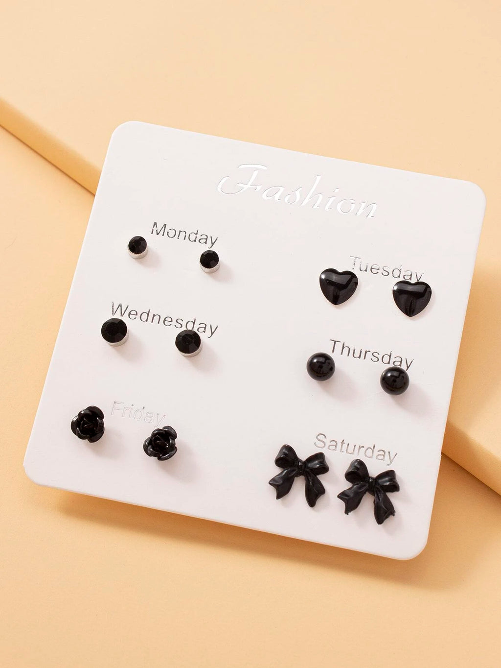 15369 1b-057 Pendientes con corazón & con diseño de lazo 6 Pares