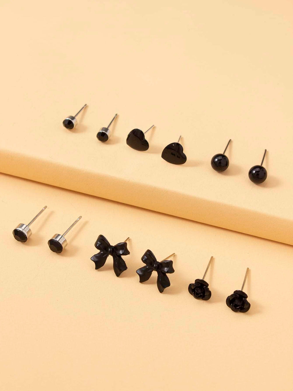 15369 1b-057 Pendientes con corazón & con diseño de lazo 6 Pares