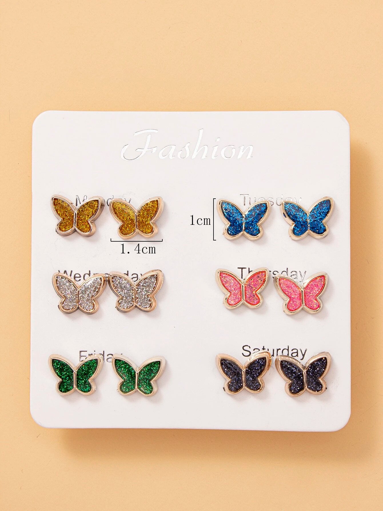 15371 2b-01-02 Pendientes Diseño Mariposa 6 Pares