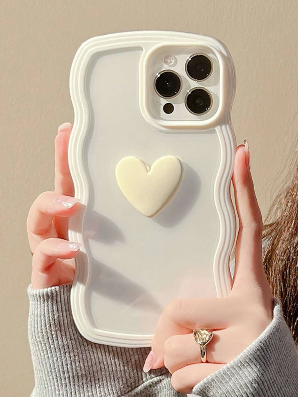 7386 2t-014 Funda para móvil anticaída con adorno de corazón