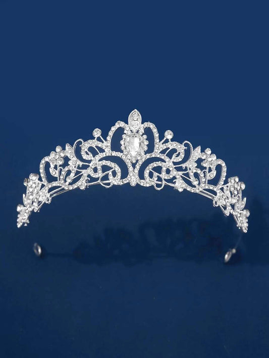 12142 1c-03-03 Diadema nupcial elegante con diseño de corona de diamantes de imitación