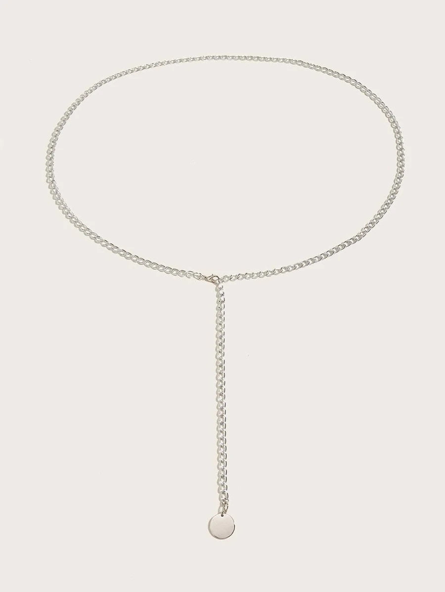 11548 1b-006 Elegante Cinturón De Cadena Con Redondo - Cinturón De Cadena De Playa De Viaje Para Mujeres
