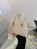 5550 1c-01-09 Bolsa cuadrada con rombo guateado doble asa con monedero