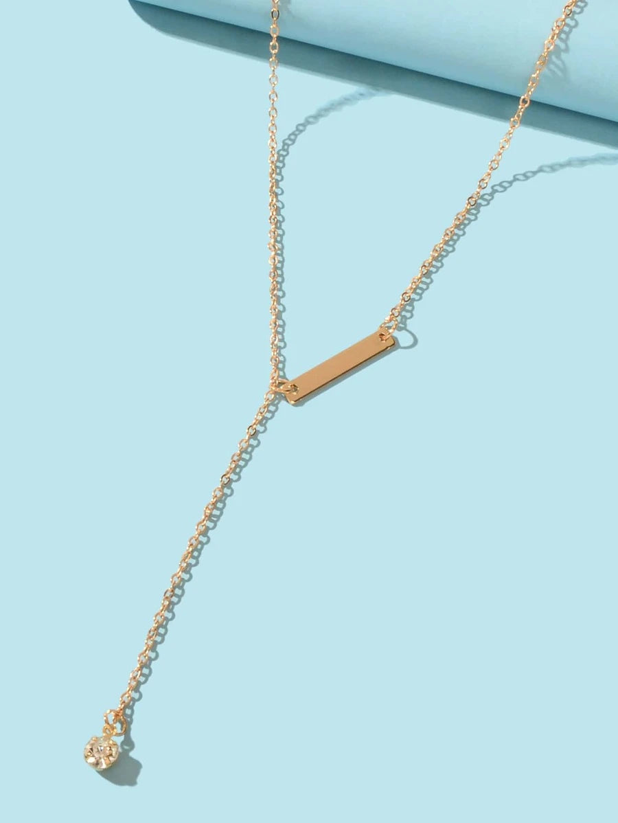 7963 1b-076 Collar en Y geométrico & con diseño de diamante de imitación