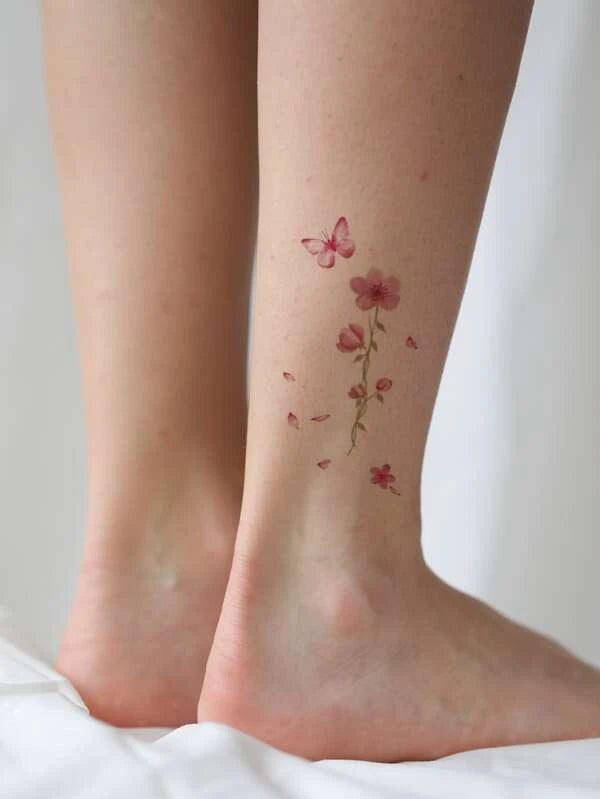 7878 1b-076 Treinta hojas de pegatinas de tatuaje con estampado de flores