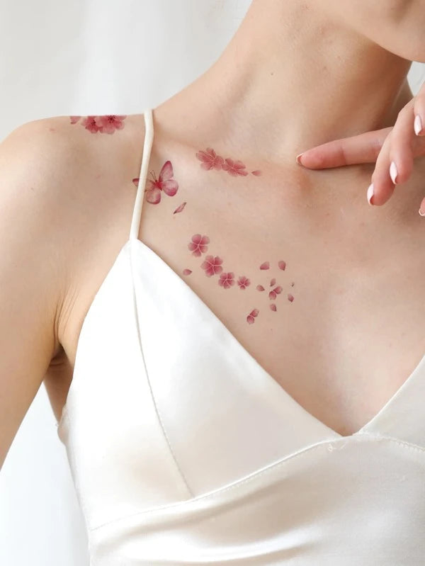 7878 1b-076 Treinta hojas de pegatinas de tatuaje con estampado de flores