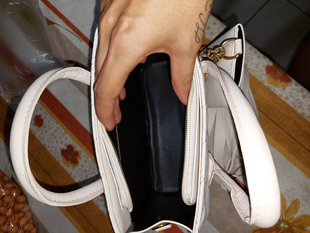 5550 1c-01-09 Bolsa cuadrada con rombo guateado doble asa con monedero