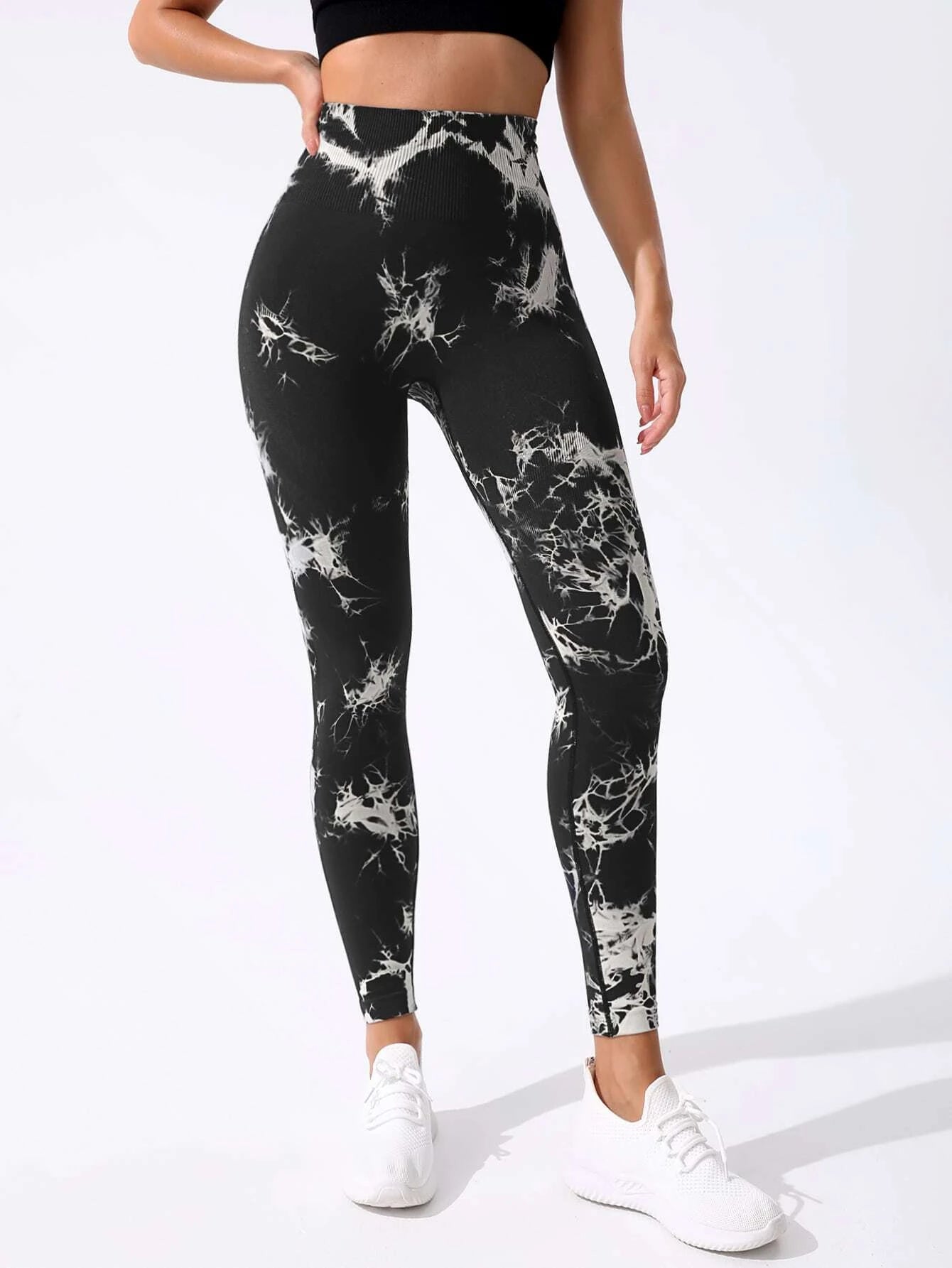 6329 1t-011 Leggings deportivos inconsútil de cintura ancha