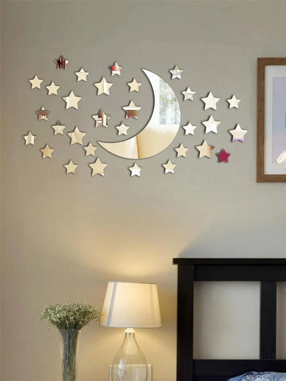 11132 1b-01-40  1 Set pegatina decorativa para pared con espejo en forma de luna