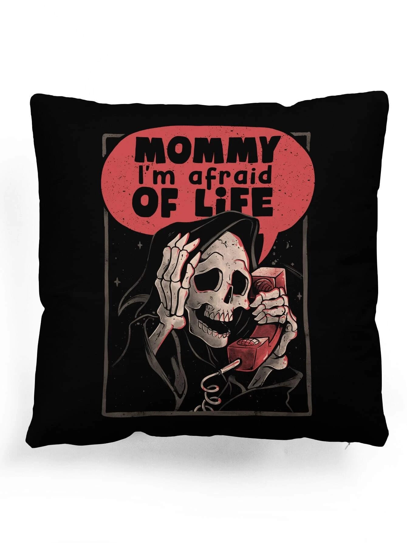 4685 1a-004 Funda de cojín sin relleno con estampado de slogan & de esqueleto