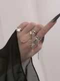 10621 1b-031 Dos piezas Anillo con diseño de cadena y de mariposa