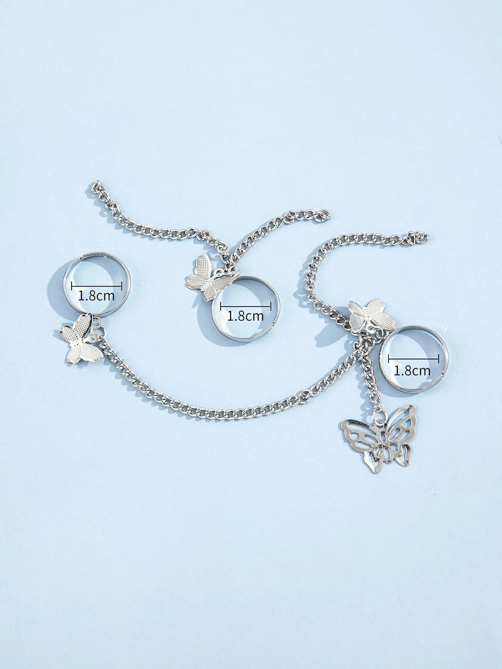 10621 1b-031 Dos piezas Anillo con diseño de cadena y de mariposa