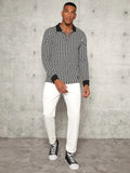6183 Manfinity Hombres Camisa polo con estampado de pata de gallo