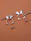 5896 1b-015  Set 2 piezas Anillo de pezón de decoración de oreja de conejo de perforación perfecta