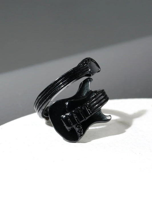 11512 1b-079 Aleación de anillo de envoltura de diseño de guitarra de moda y popular para hombres para vacaciones y para una apariencia elegante