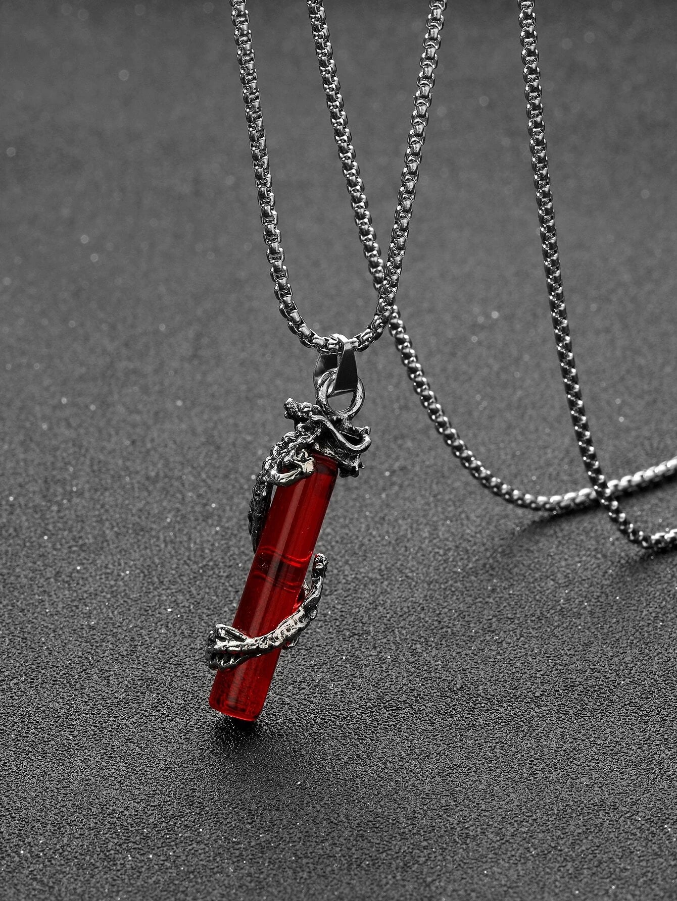 8214 1b-041 Collar con colgante de cilindro y dragón chino
