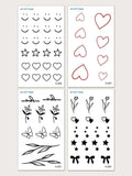 5499 1b-02-02Pegatina 4 hojas tatuaje con corazón & con estampado de estrella