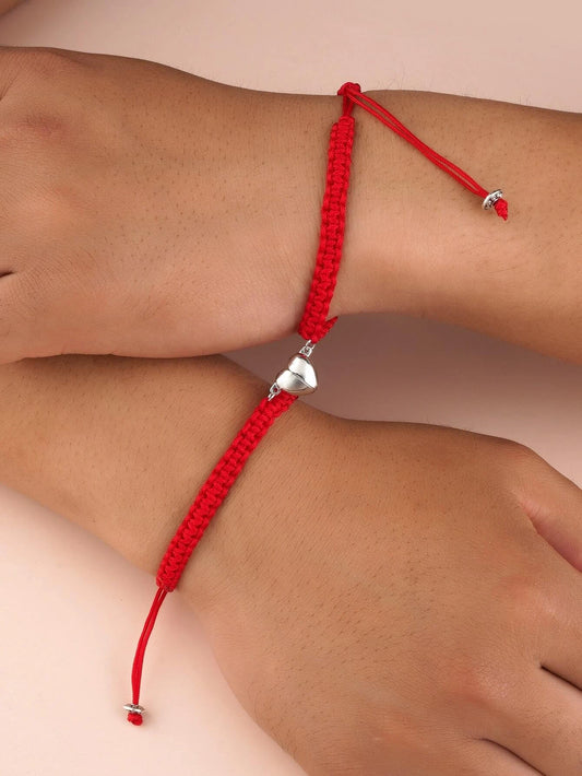 9619 b01-31 Dos piezas Pulsera pareja magnético con adorno de corazón