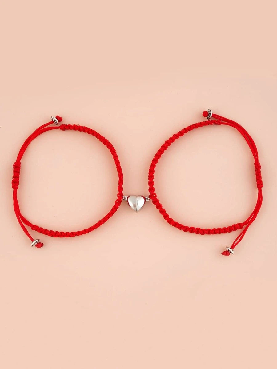 9619 b01-31 Dos piezas Pulsera pareja magnético con adorno de corazón