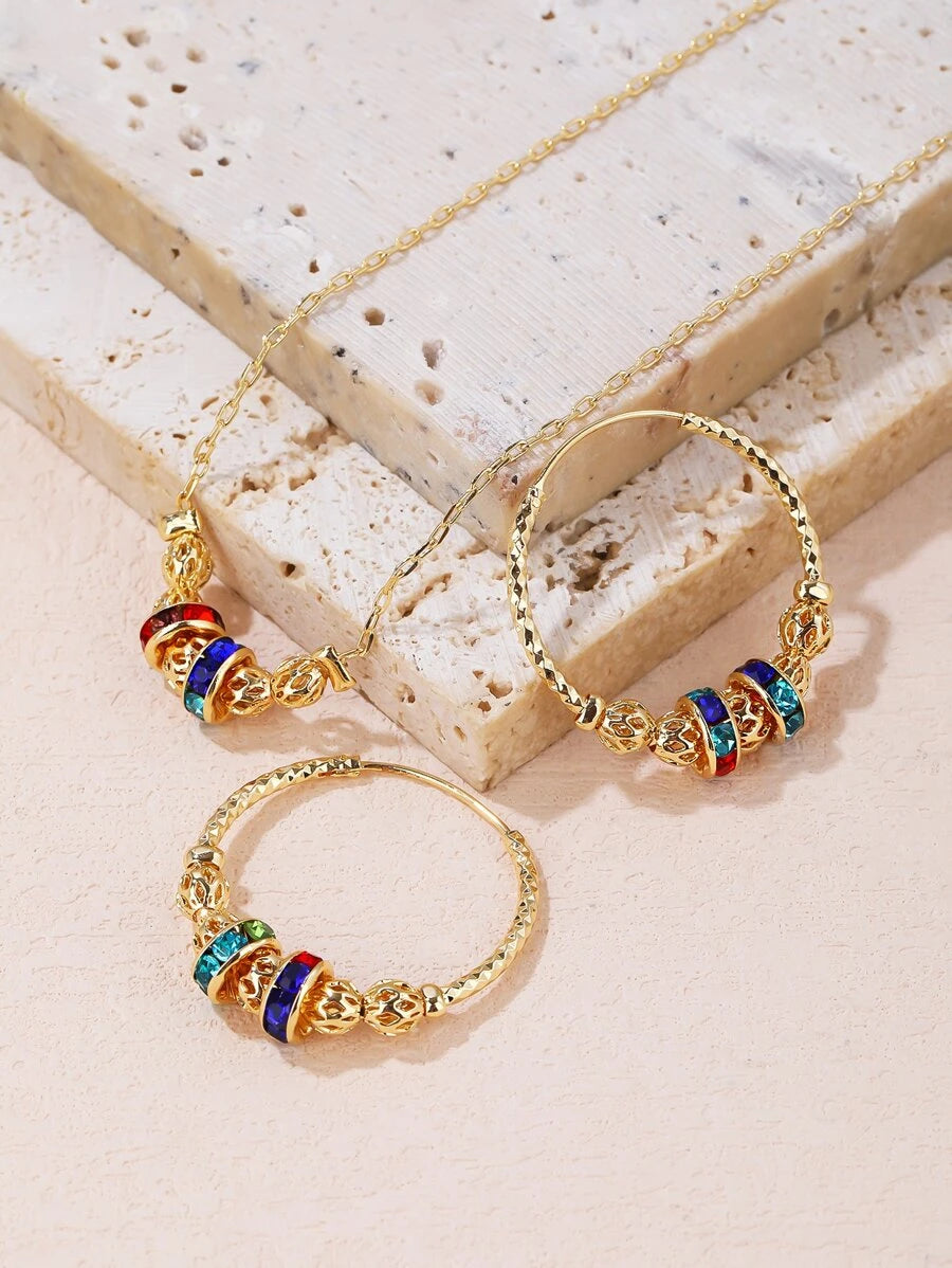 10031 1b-058 Tres piezas Set joya con diseño de diamante de imitación