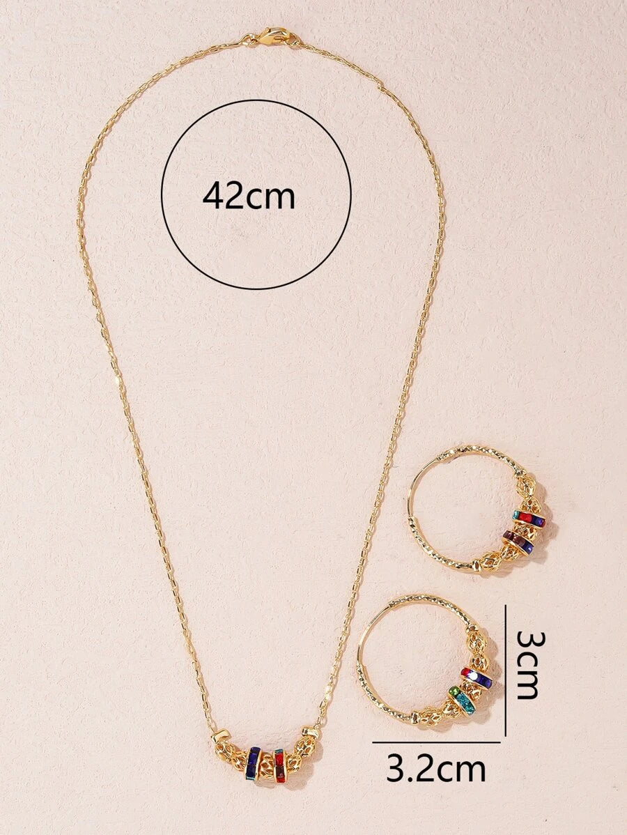 10031 1b-058 Tres piezas Set joya con diseño de diamante de imitación