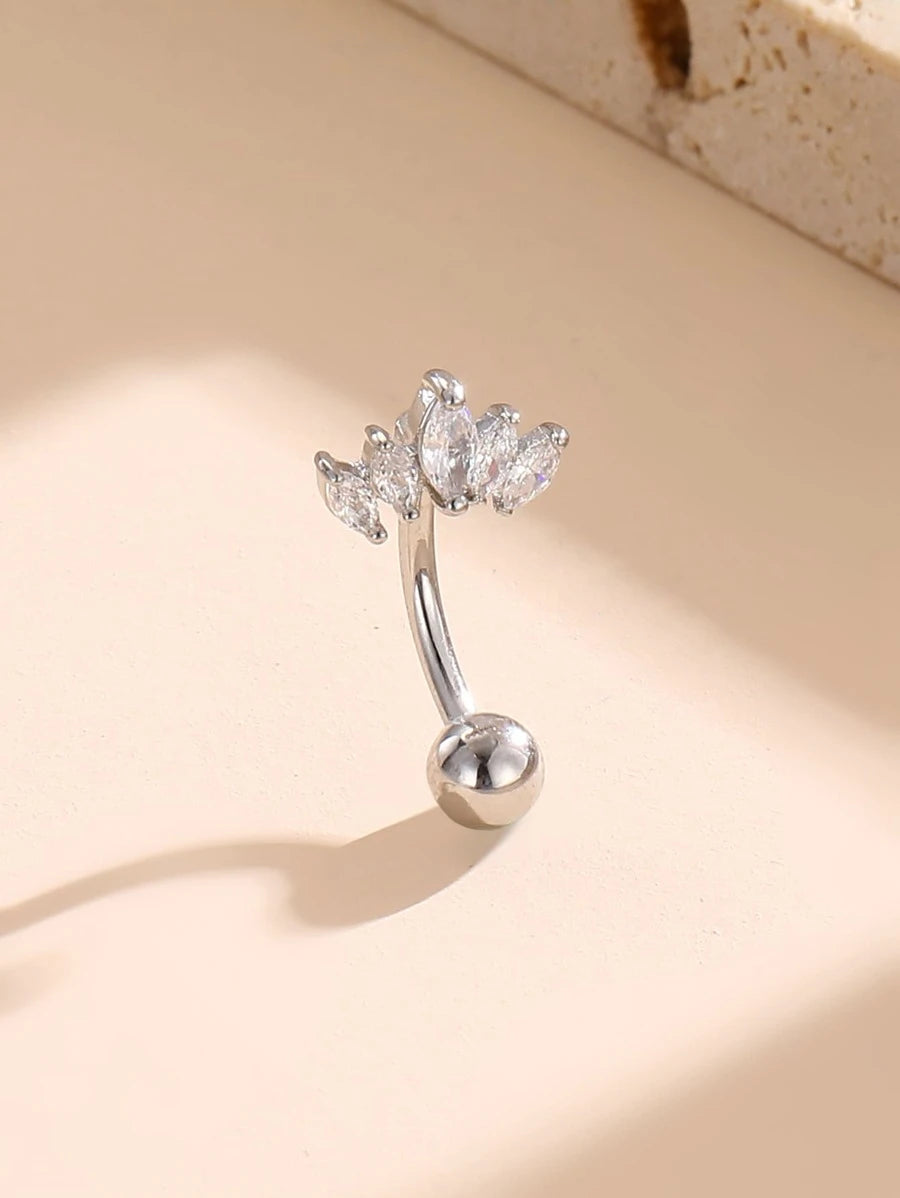 15275 1b-052 Anillo de acero inoxidable para cejas con decoración de Zirconia cúbica a la moda