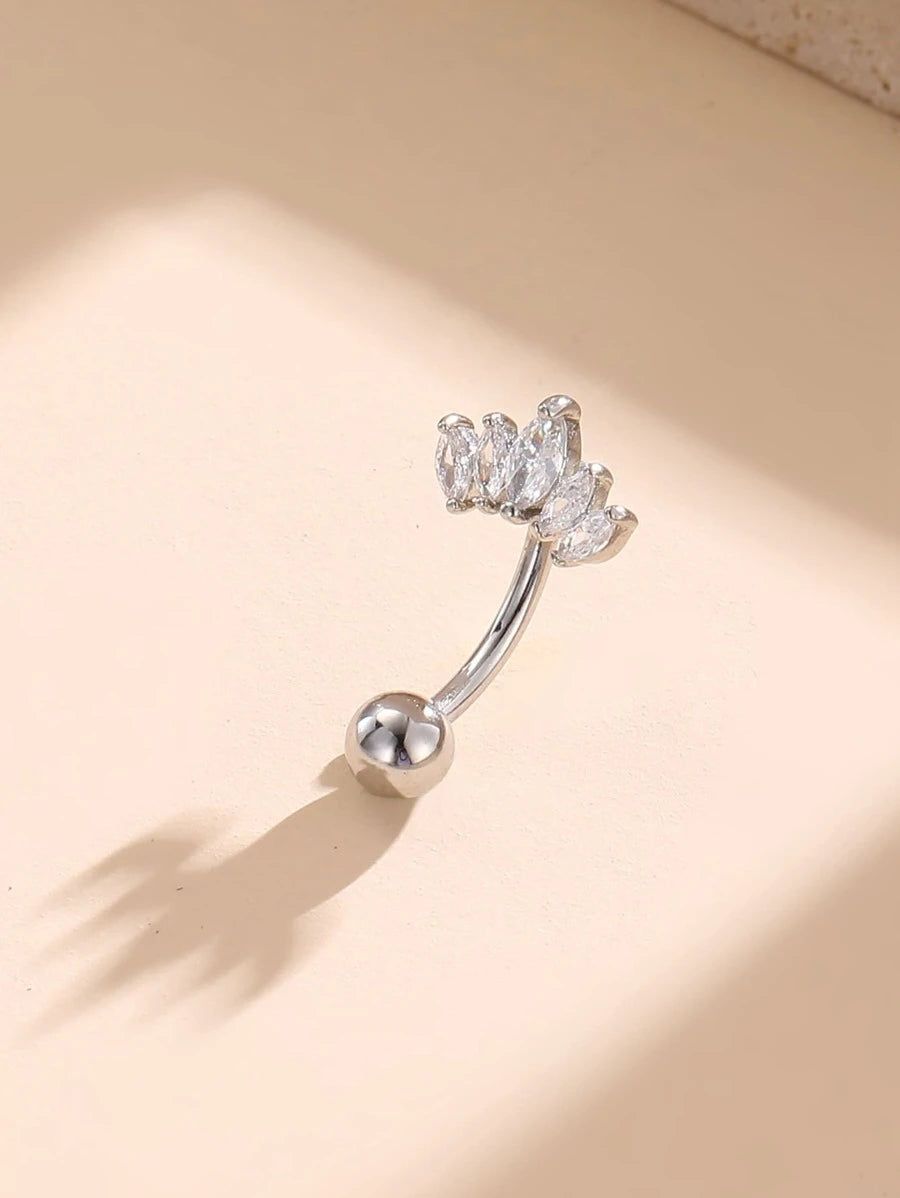 15275 1b-052 Anillo de acero inoxidable para cejas con decoración de Zirconia cúbica a la moda