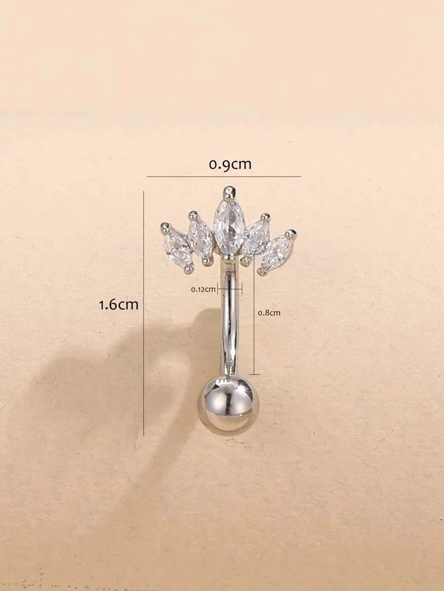 15275 1b-052 Anillo de acero inoxidable para cejas con decoración de Zirconia cúbica a la moda