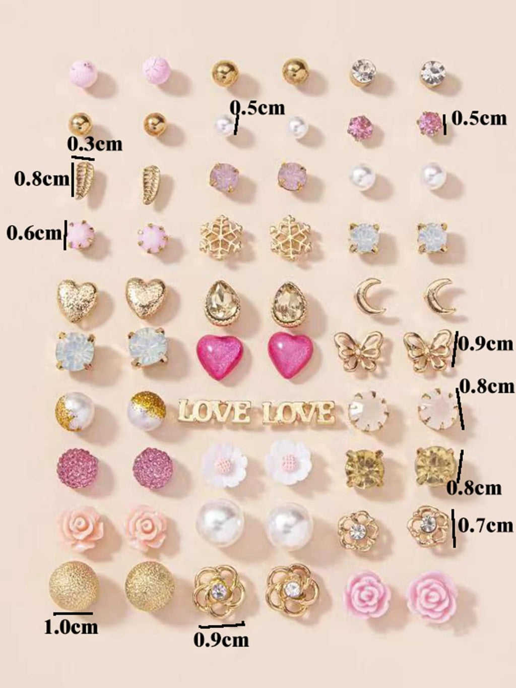 16081 2b-01-02 Pendientes Multidiseños 30 Pares