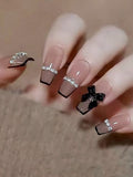 17872 1b-050 Uñas postizas largas con decoración de pedrería 24 Pzas