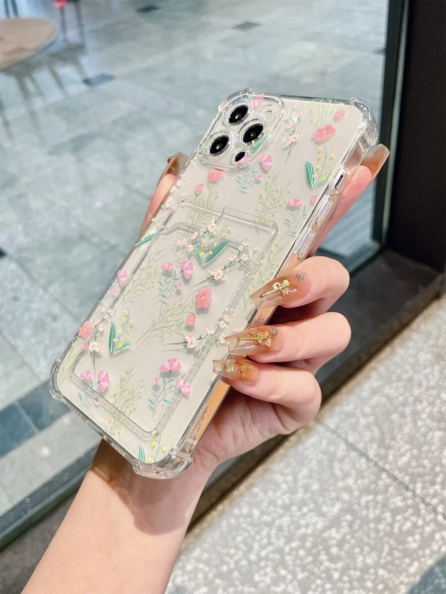 8365 b01-30 Funda estampado de flor con ranura de tarjeta