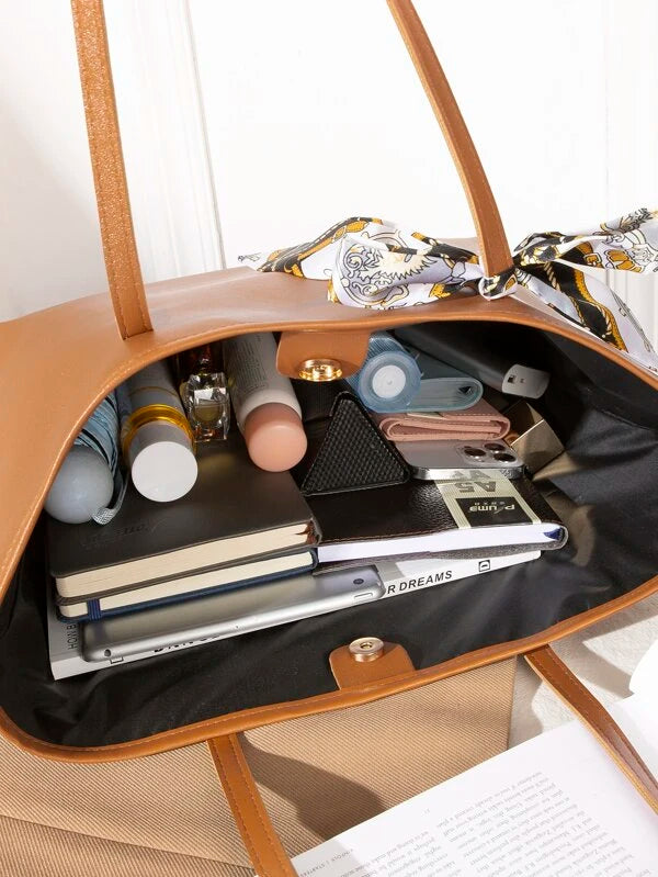 8117 1c-01-06 Bolso tote de hombro con diseño de pañuelo